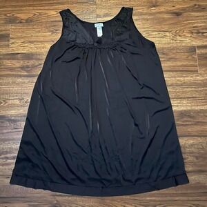Vanity‎ Fair Vintage Black Satin Slip Dress XL Nightgown Lingerie Minimalist Y2K